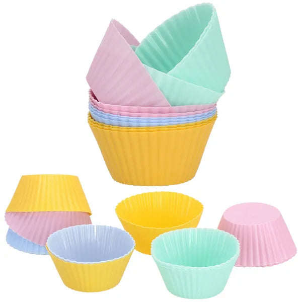 Színes szilikon muffin sütőforma szett, 12 db, -40–220 °C