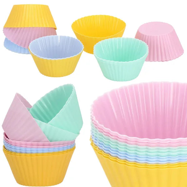 Színes szilikon muffin sütőforma szett, 12 db, -40–220 °C