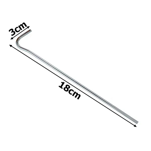 Acél sátorcövek készlet, 18 cm, 20 db, kampós fejjel