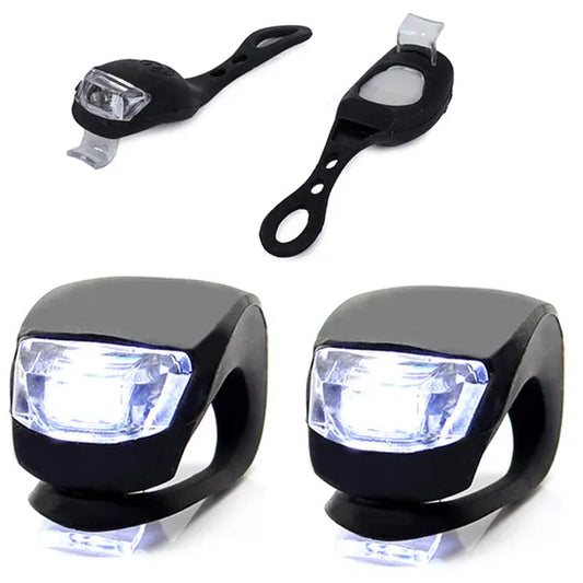 2 db szilikon első kerékpár lámpa, 2 LED, vízálló, fekete