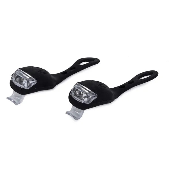 2 db szilikon első kerékpár lámpa, 2 LED, vízálló, fekete
