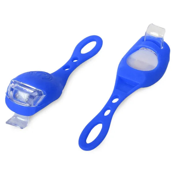 Kék szilikon kerékpár első lámpa készlet, 2 LED, vízálló, 2 db