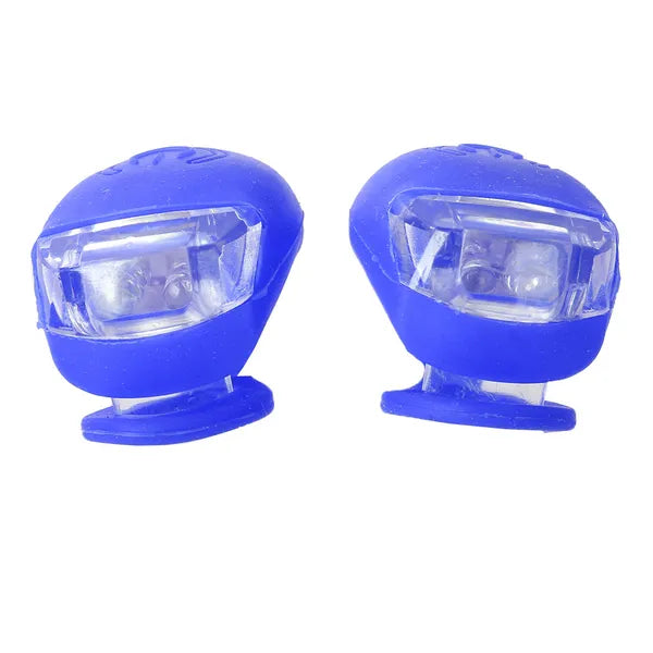 Kék szilikon kerékpár első lámpa készlet, 2 LED, vízálló, 2 db