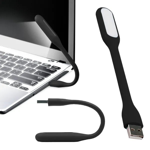 Szilikon rugalmas USB LED lámpa laptophoz – 6 erős LED, fekete, 16,7 cm