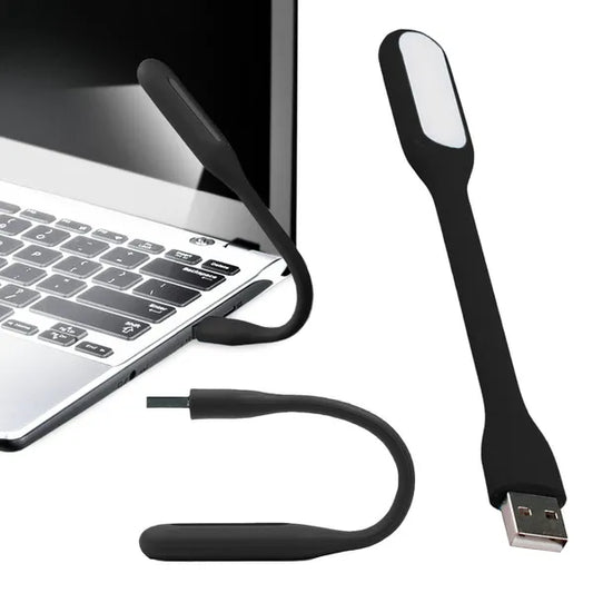 Szilikon rugalmas USB LED lámpa laptophoz – 6 erős LED, fekete, 16,7 cm