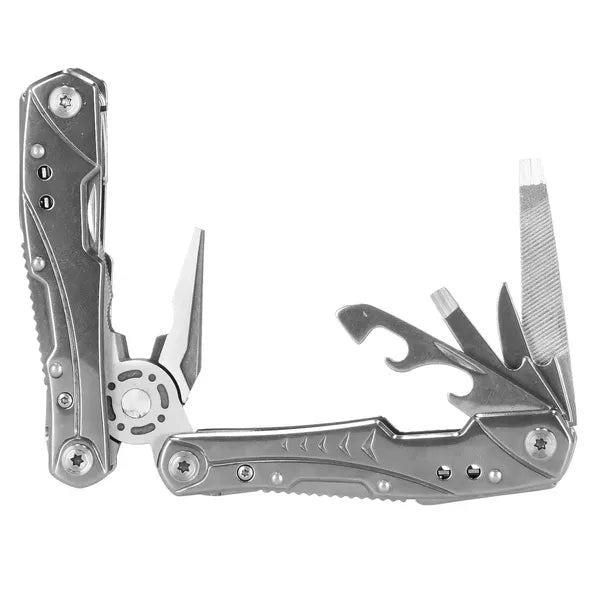 Rozsdamentes acél 22-az-1-ben ezüst multitool, 10 bittel, nylon tok