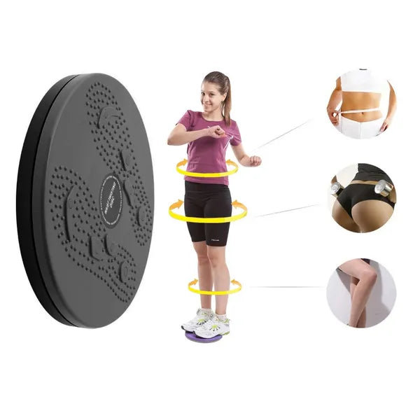 Mágneses 360° fitness twister lábmasszírozó korong, fekete, 24,5 cm