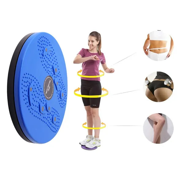 Mágneses 360°-os forgó tornatárcsa lábmasszázzsal, 24,5 cm, kék