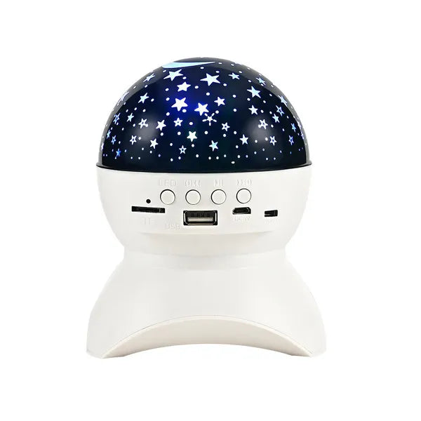 Csillagos égbolt LED vetítő éjjeli lámpa Bluetooth hangszóróval, USB/SD, fehér