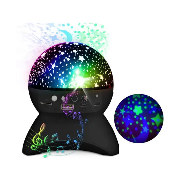 Csillagprojektor éjjeli LED fény Bluetooth hangszóróval, USB/microSD, 10 W