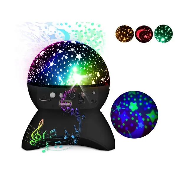 Csillagprojektor éjjeli LED fény Bluetooth hangszóróval, USB/microSD, 10 W