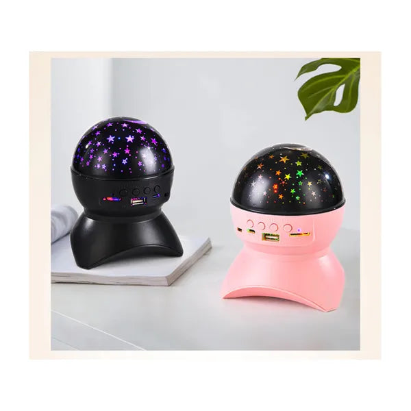 Csillag projektor LED hangszóróval, Bluetooth/USB, rózsaszín éjjeli fény