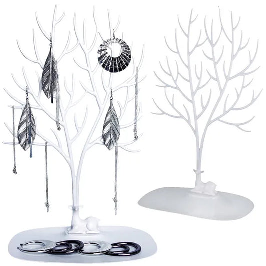 Fehér szarvasfa ékszertartó állvány 42 cm – karkötő, gyűrű, fülbevaló
