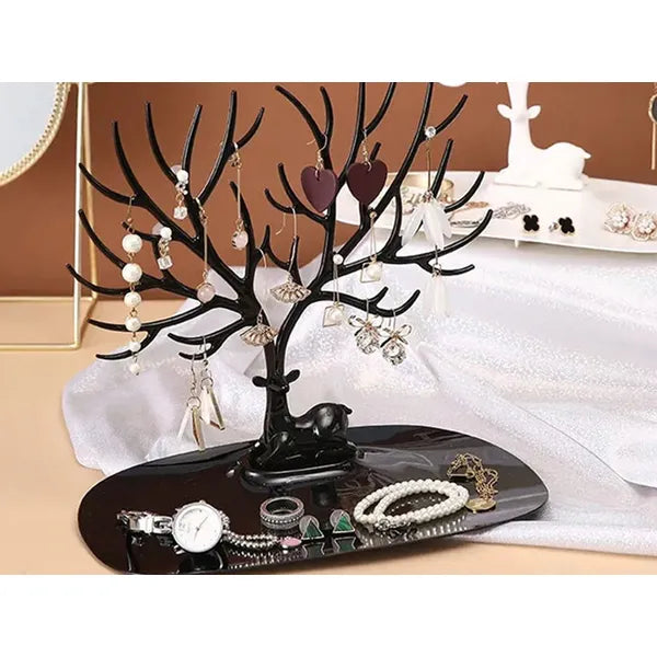 Faformájú fekete ékszertartó állvány 22 cm – karperec, gyűrű, fülbevaló