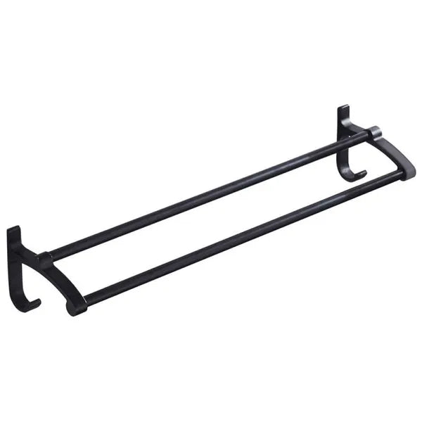 Fekete dupla fali törölközőtartó, 2 kar, 24 cm, 58,6×9×10,5 cm