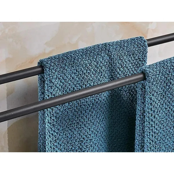 Fekete dupla fali törölközőtartó, 2 kar, 24 cm, 58,6×9×10,5 cm