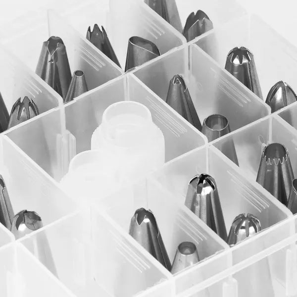 70 részes cukrász dekoráló készlet etuival, szilikon és inox
