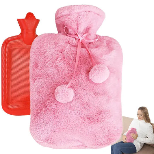 Gumimelegvizes palack 1,7 l rózsaszín polár huzat 35×20 cm