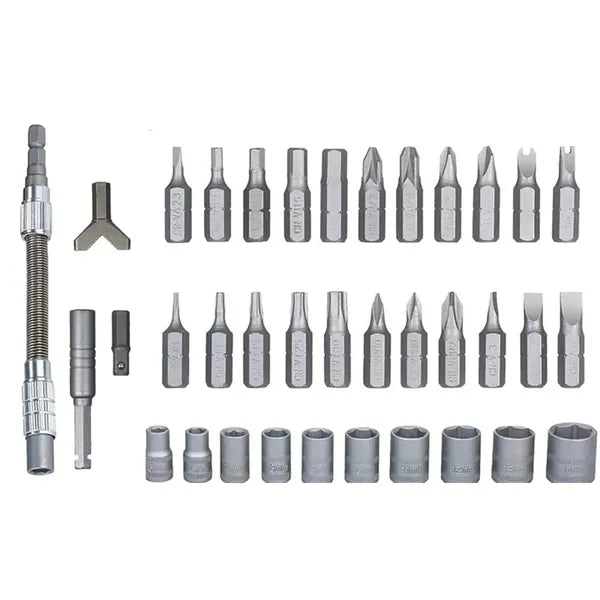 Torx és dugókulcs bitkészlet 38 részes, 5-14 mm, 1/4″ racsnival