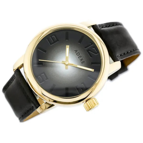 Férfi kvarc karóra grafitszürke számlappal, fekete szíjjal, 46 mm