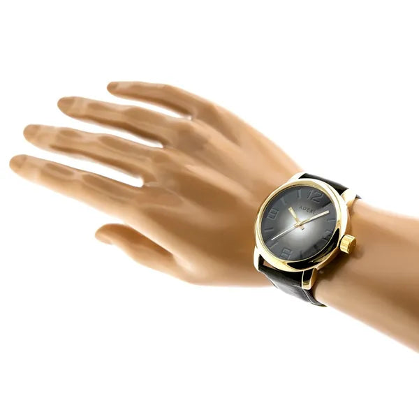 Férfi kvarc karóra grafitszürke számlappal, fekete szíjjal, 46 mm