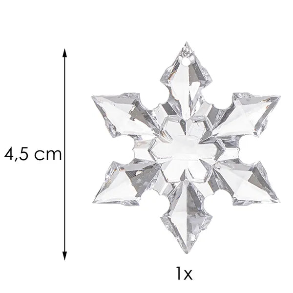 Törhetetlen átlátszó akril csillag karácsonyfadísz, 4,5 cm