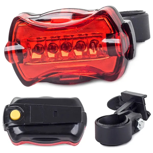 Kerékpár hátsó LED lámpa, 5 LED, 7 üzemmód, vízálló, 1000 m, AAA