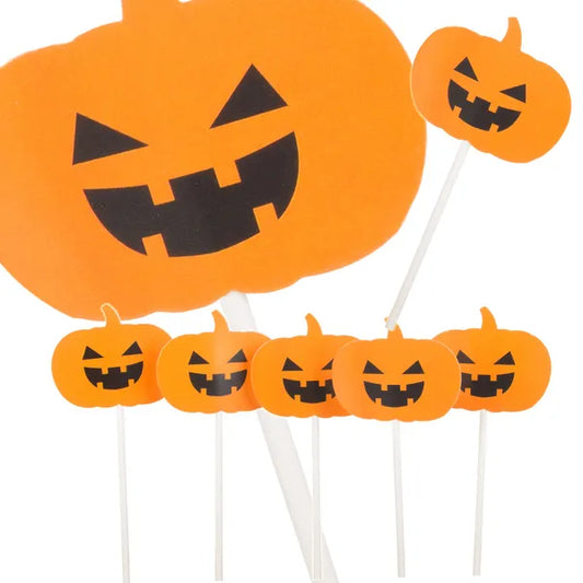 Halloween tortadísz fa pálcán, 5 db, 12,5×5,3 cm, narancs