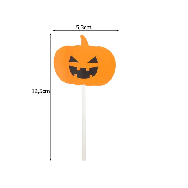 Halloween tortadísz fa pálcán, 5 db, 12,5×5,3 cm, narancs