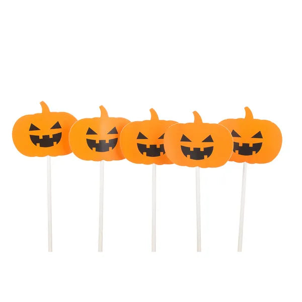 Halloween tortadísz fa pálcán, 5 db, 12,5×5,3 cm, narancs