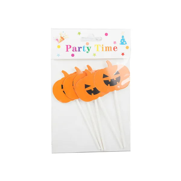 Halloween tortadísz fa pálcán, 5 db, 12,5×5,3 cm, narancs