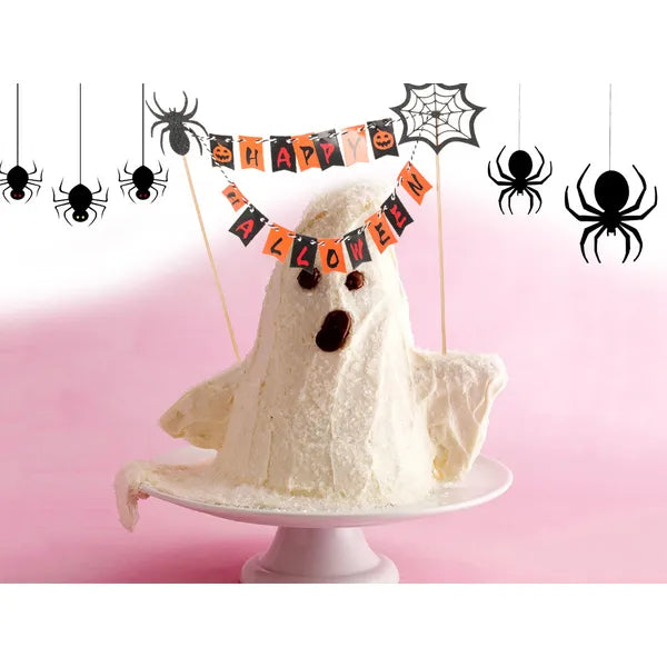 Halloween tortafüzér „Happy Halloween”, fekete-narancs, 22×19 cm