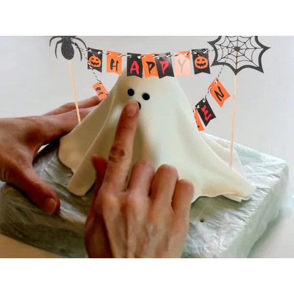 Halloween tortafüzér „Happy Halloween”, fekete-narancs, 22×19 cm