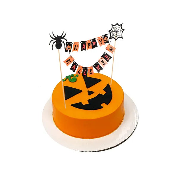 Halloween tortafüzér „Happy Halloween”, fekete-narancs, 22×19 cm