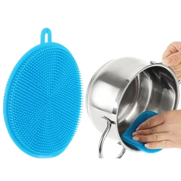 Szilikon mosogatószivacs kefe, 10 cm, kék, hőálló, antibakteriális