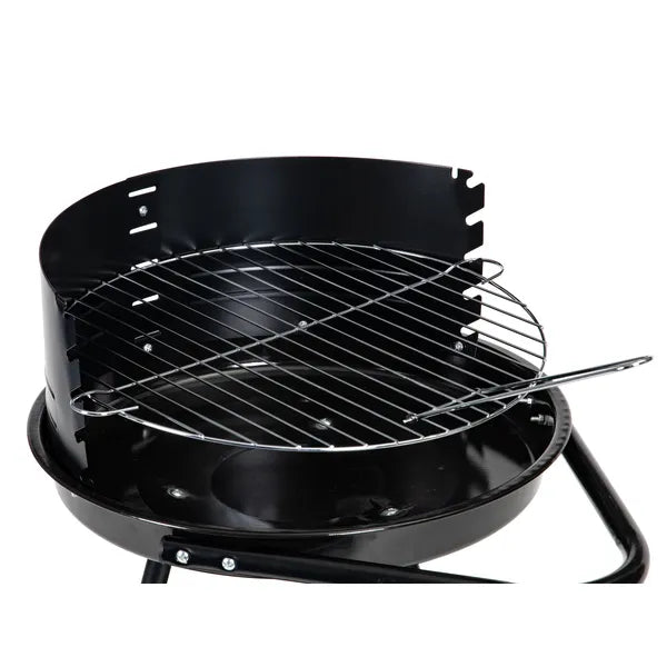 Kerek kerti grill, 42 cm krómozott rács állítható magassággal, polccal