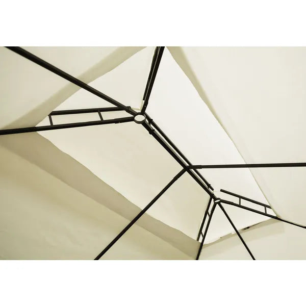 Kerti pavilon 3x4 m, bézs, oldalfalak, acél váz, duplatető