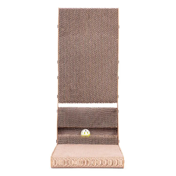 Sarok L-alakú karton macskakapáró MDF kerettel, labdás játékkal 60×50 cm
