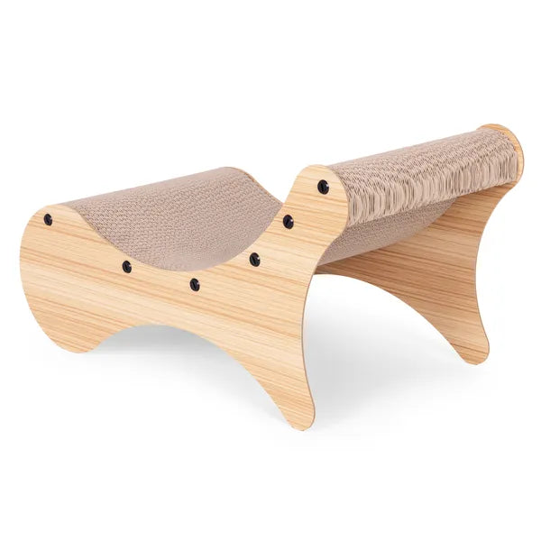 Hullámkarton macskakaparó fekhely, MDF kerettel, 55×28×29 cm