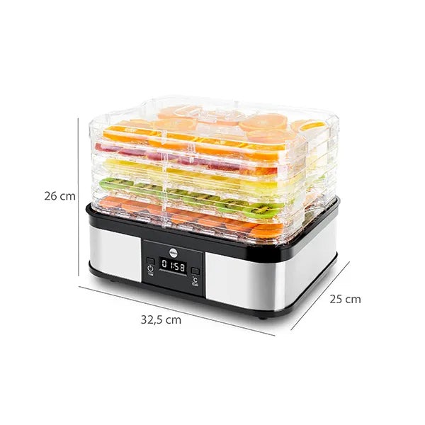 Eldom SG500 aszalógép, 5 tálca 30x23 cm, 40-70 °C, 48 h időzítő, 245 W