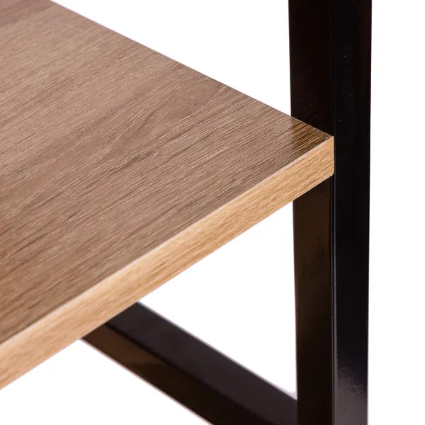 Loft stílusú 5 polcos könyvespolc, fém váz MDF polcok, 160 cm