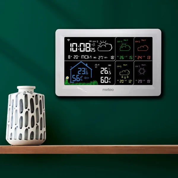 WiFi okos időjárás-állomás 60 m szenzorral, hő-pára, barométer, UV, Smart Life