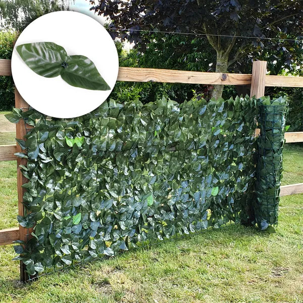Sötétzöld műborostyán sövénymatrac 50×500 cm, UV-álló balkontakaró