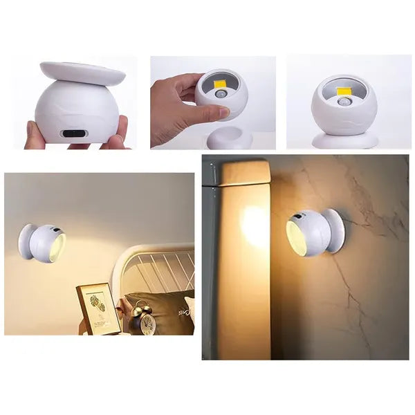 LED COB 360° mozgásérzékelős, elemes, mágneses éjjeli lámpa
