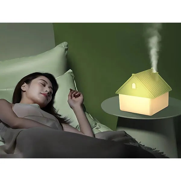 Házhatású 1 l USB aromaterápiás párásító, ionizáló diffúzor – zöld