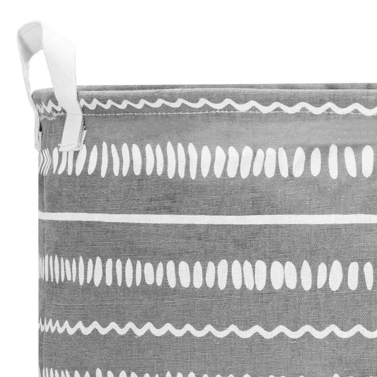 Skandináv tároló kosár 80 l, 50×40 cm, len/pamut, krém–szürke