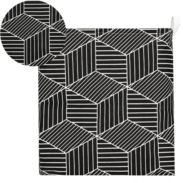 Skandináv mintás vászon tárolókosár 35 l, fekete-krém, 40×35×25 cm