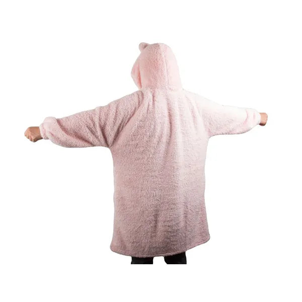 Pink oversize kapucnis takaró pulóver XL, pamut, gombos