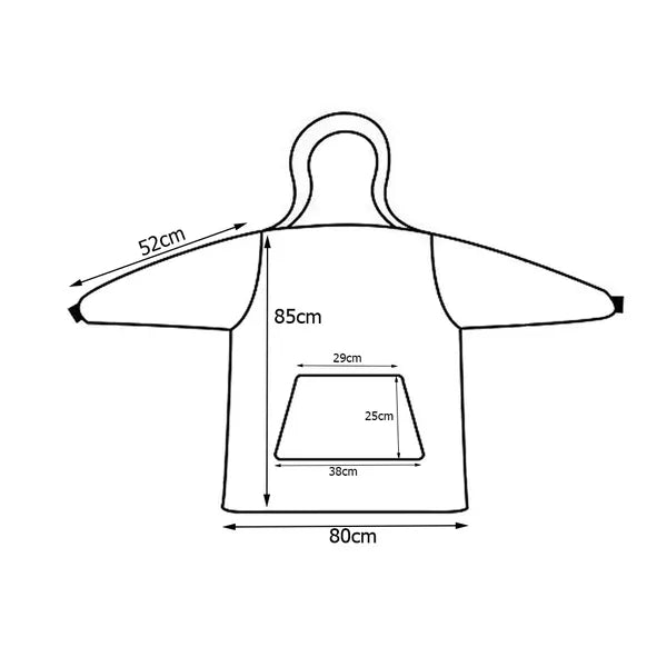 Meleg oversize kapucnis takaró-pulóver XXL, kék kockás, unisex