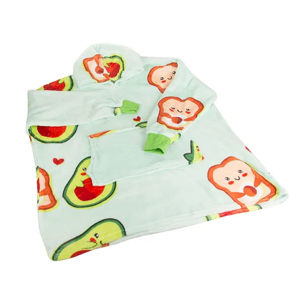 Meleg oversize plüss avocado kapucnis pulóver-takaró, XXL 2-az-1-ben